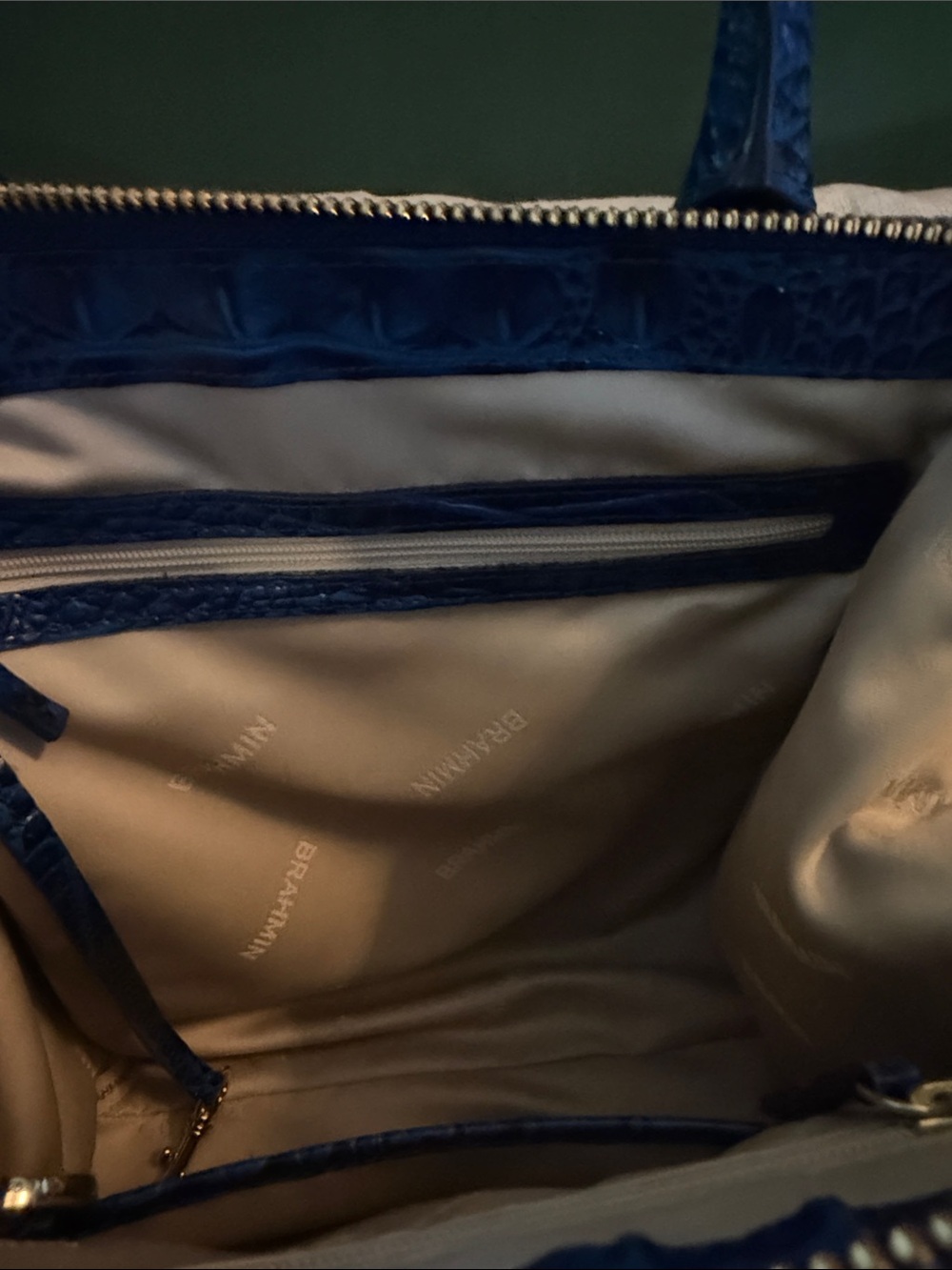 Brahmin Blue Trim Woven Satchel - Picture 11 of 13